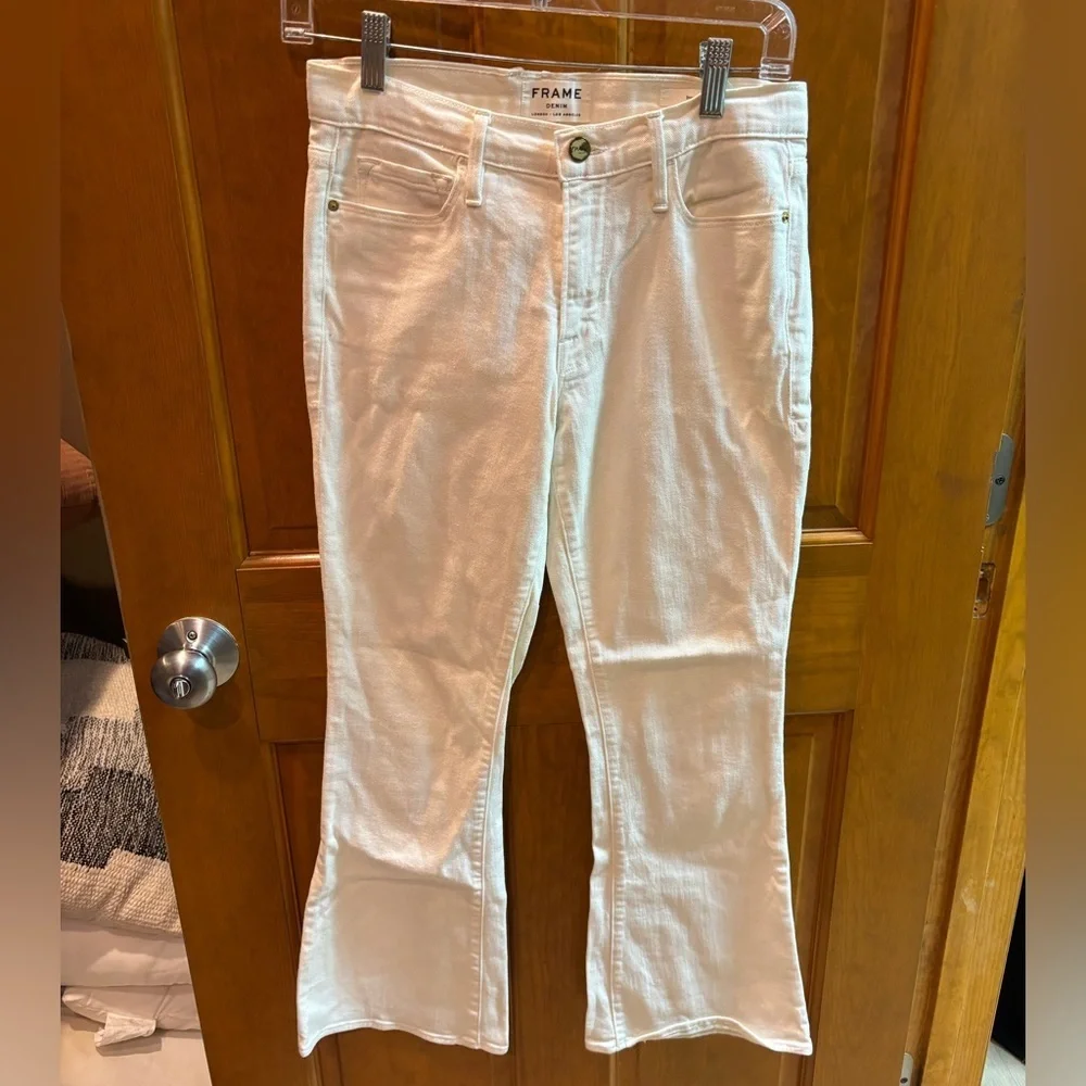 Frame Women’s Inez & Vinoodh Flared Ivory Jeans Size 27 - Picture 6 of 10
